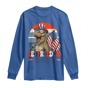 Red White Blue Dinosaur Pride Long Sleeve Shirt Let Freedom Rawr