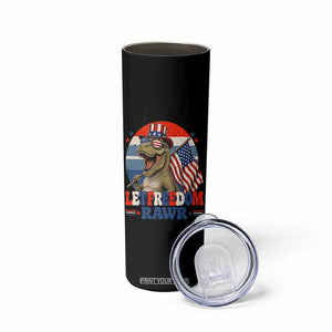 Red White Blue Dinosaur Pride Skinny Tumbler Let Freedom Rawr