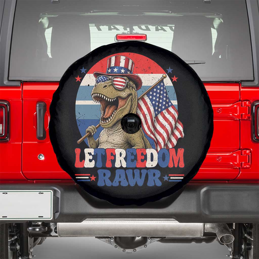 Red White Blue Dinosaur Pride Spare Tire Cover Let Freedom Rawr