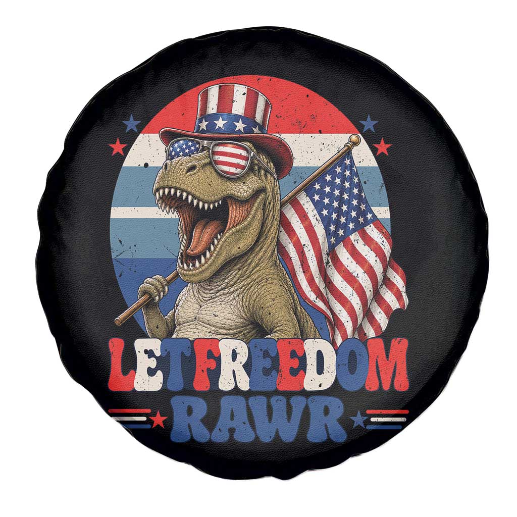 Red White Blue Dinosaur Pride Spare Tire Cover Let Freedom Rawr