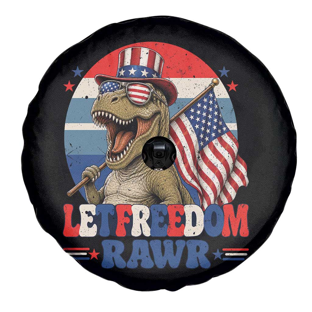 Red White Blue Dinosaur Pride Spare Tire Cover Let Freedom Rawr