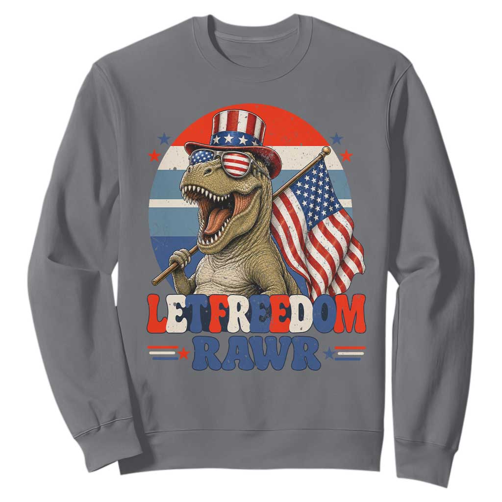 Red White Blue Dinosaur Pride Sweatshirt Let Freedom Rawr