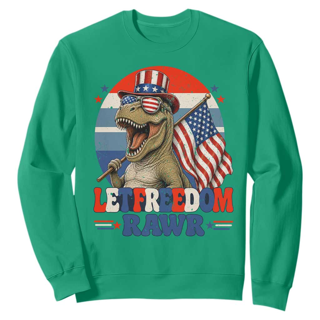 Red White Blue Dinosaur Pride Sweatshirt Let Freedom Rawr