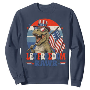 Red White Blue Dinosaur Pride Sweatshirt Let Freedom Rawr