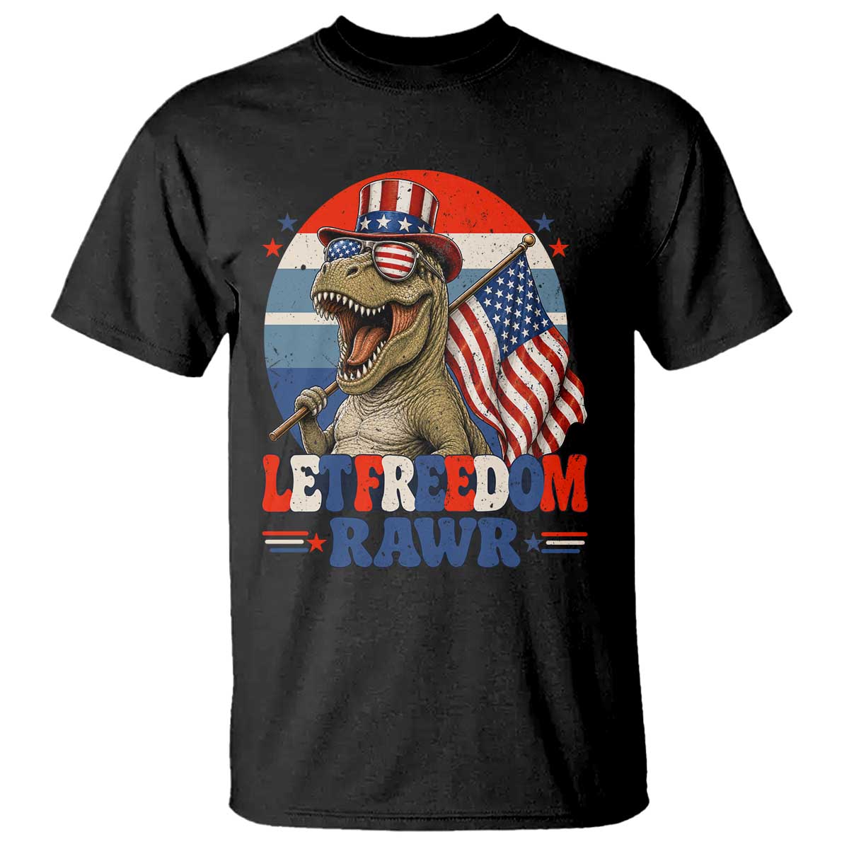 Red White Blue Dinosaur Pride T Shirt Let Freedom Rawr TS12 Black Print Your Wear