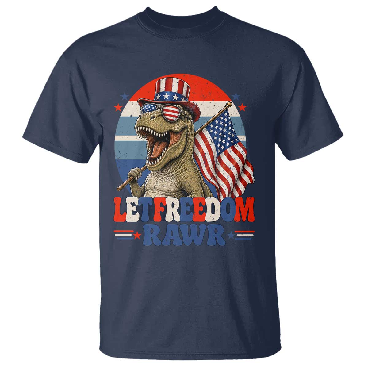 Red White Blue Dinosaur Pride T Shirt Let Freedom Rawr TS12 Navy Print Your Wear