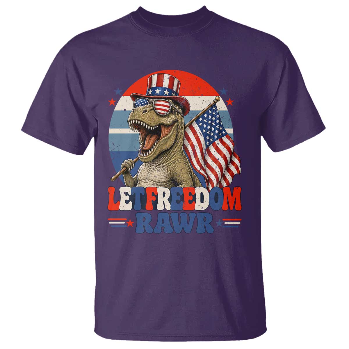 Red White Blue Dinosaur Pride T Shirt Let Freedom Rawr TS12 Print Your Wear