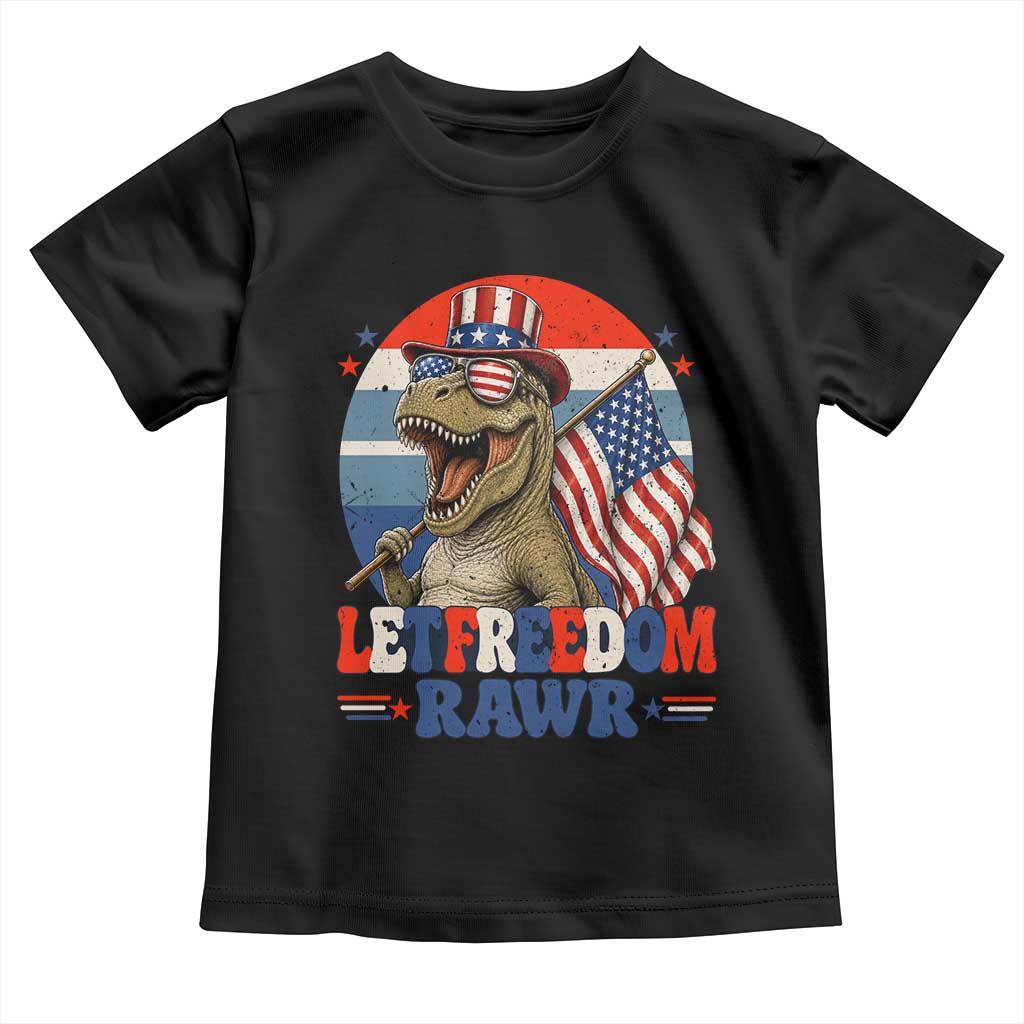 Red White Blue Dinosaur Pride Toddler T Shirt Let Freedom Rawr