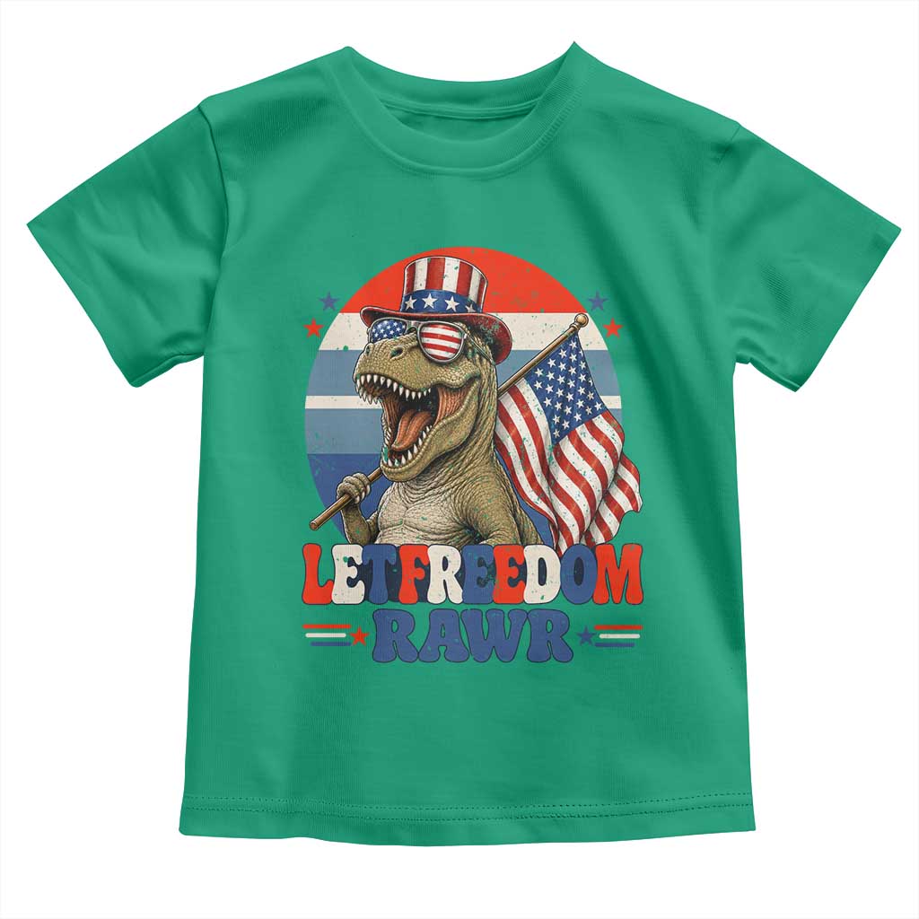 Red White Blue Dinosaur Pride Toddler T Shirt Let Freedom Rawr