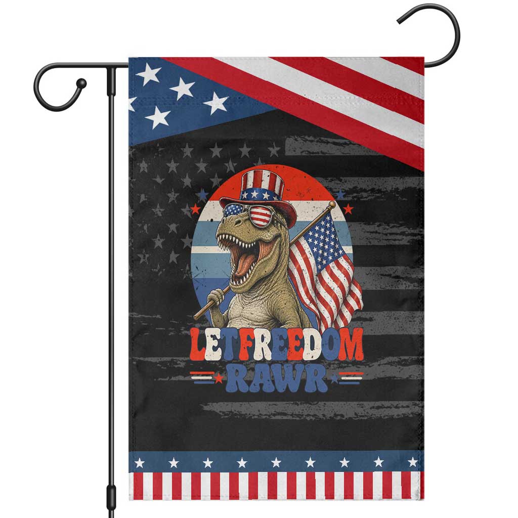 Red White Blue Dinosaur Pride Patriotic Garden Flag Let Freedom Rawr