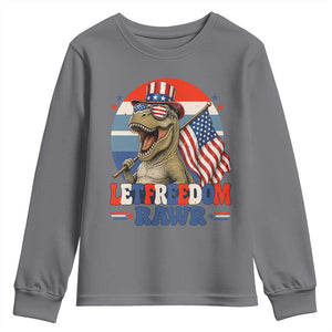 Red White Blue Dinosaur Pride Youth Sweatshirt Let Freedom Rawr