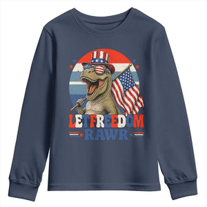 Red White Blue Dinosaur Pride Youth Sweatshirt Let Freedom Rawr