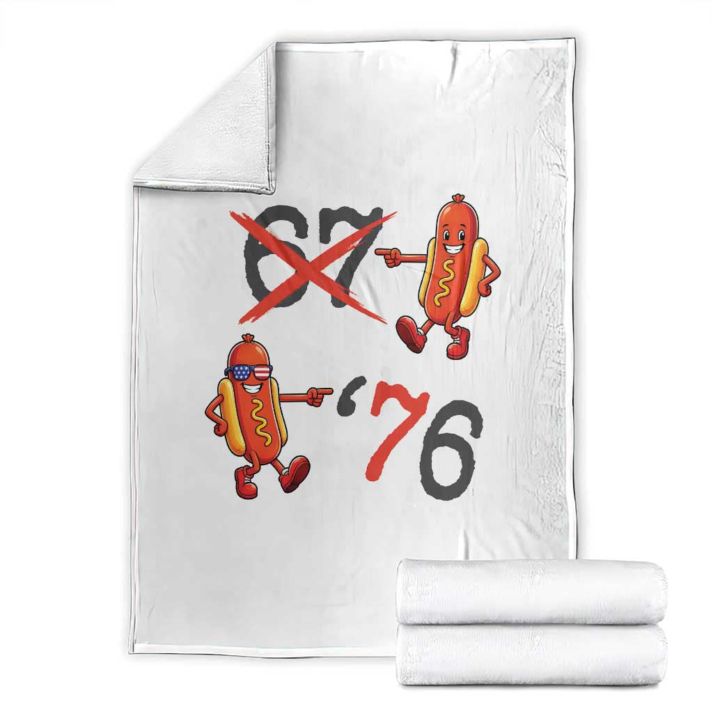 Funny 67 Meme Hot Dog Lover Throw Blanket USA 250 BBQ Celebration