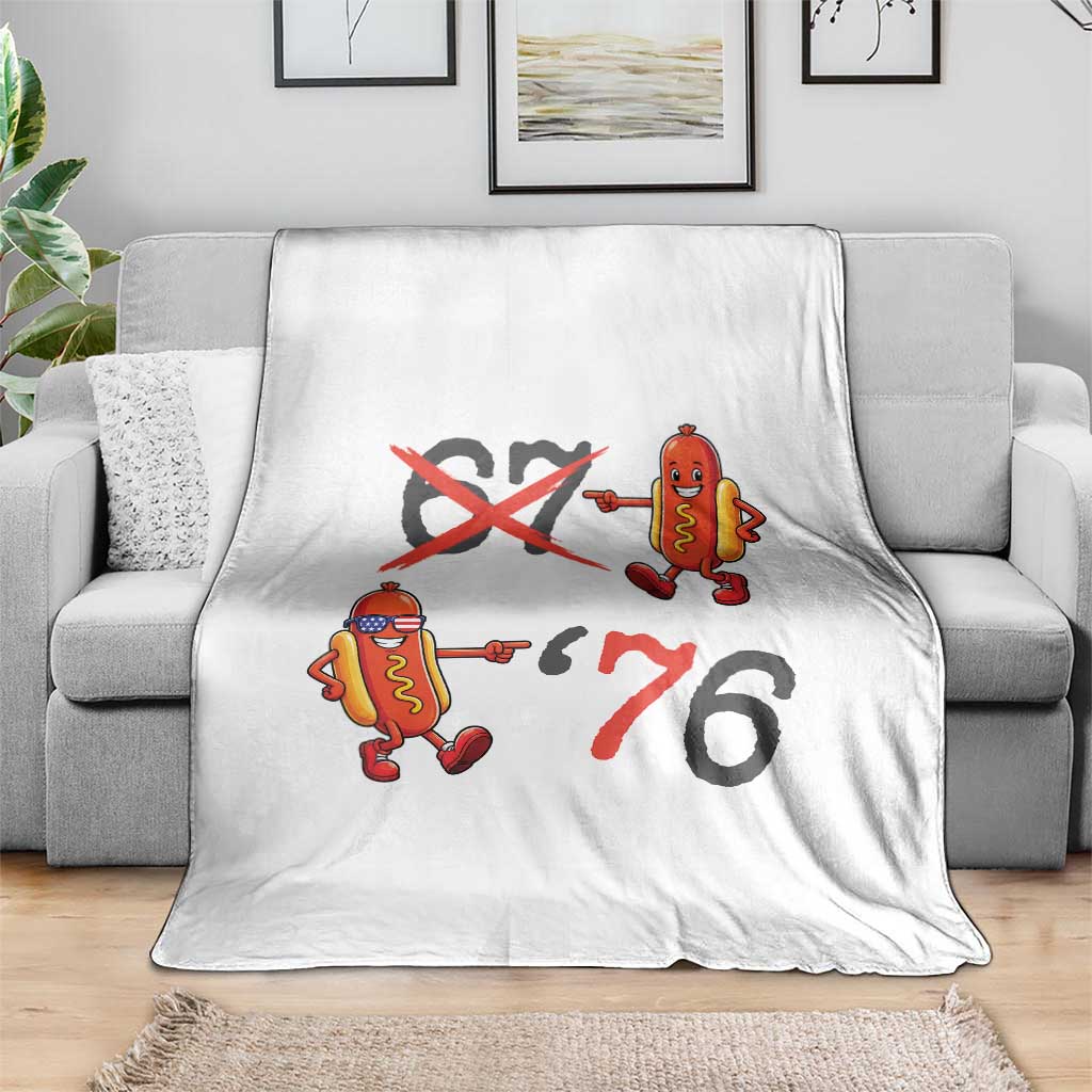 Funny 67 Meme Hot Dog Lover Throw Blanket USA 250 BBQ Celebration