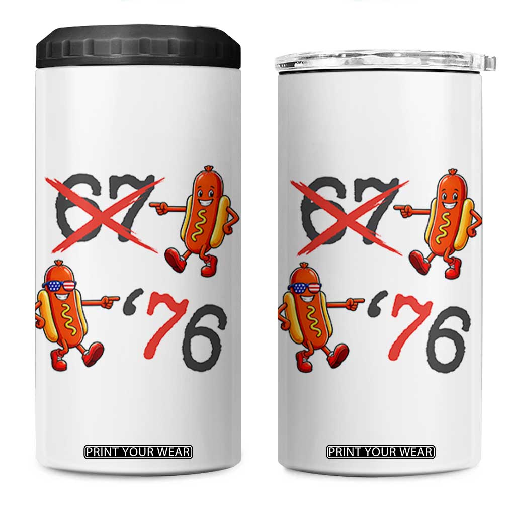 Funny 67 Meme Hot Dog Lover 4 in 1 Can Cooler Tumbler USA 250 BBQ Celebration