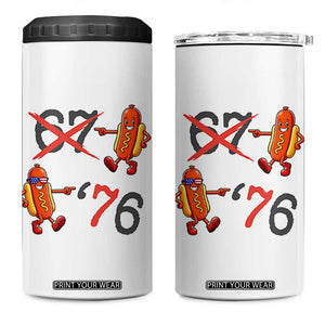 Funny 67 Meme Hot Dog Lover 4 in 1 Can Cooler Tumbler USA 250 BBQ Celebration