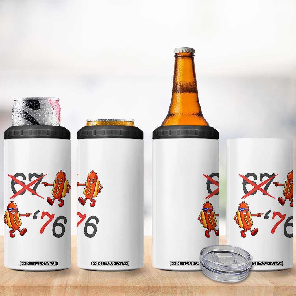Funny 67 Meme Hot Dog Lover 4 in 1 Can Cooler Tumbler USA 250 BBQ Celebration