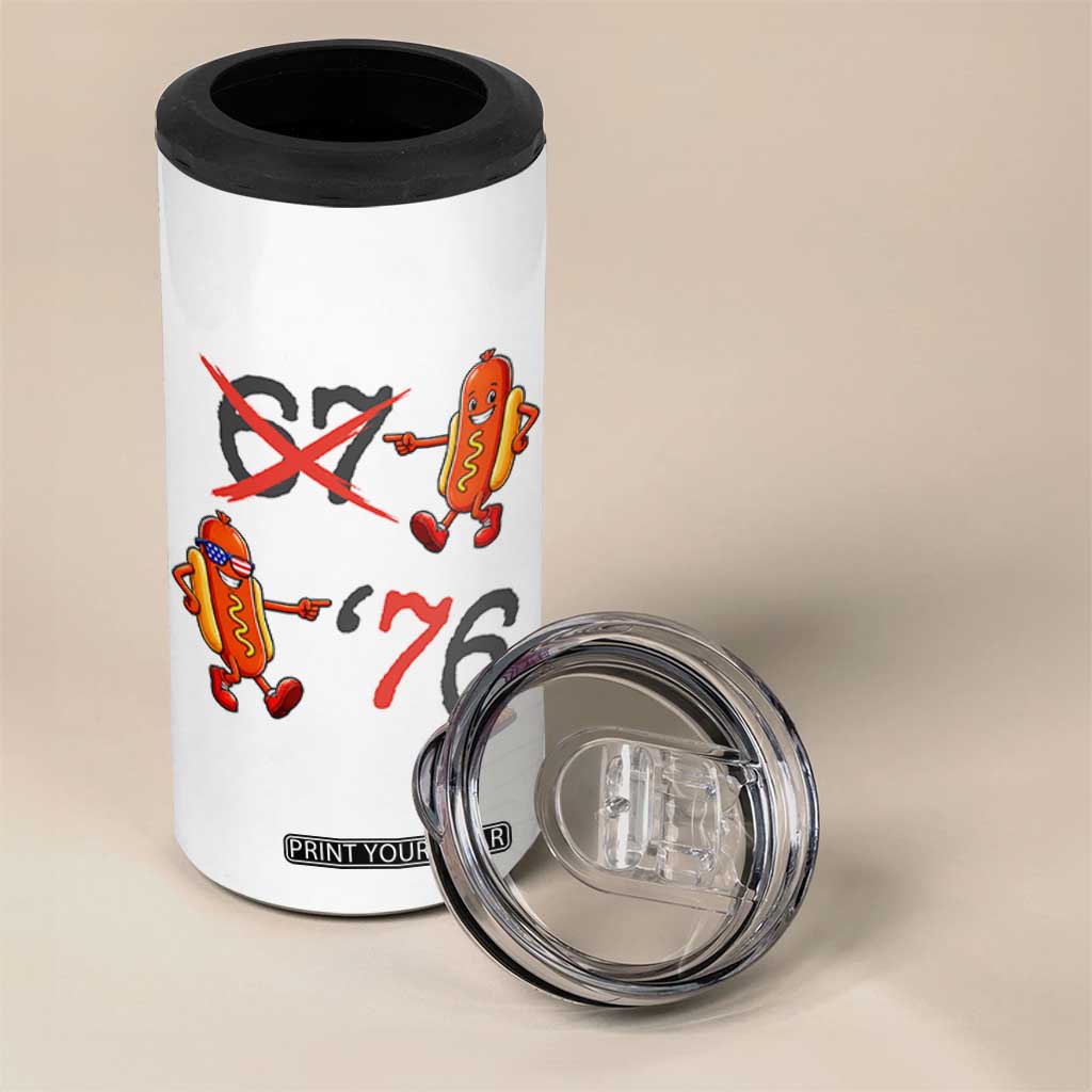 Funny 67 Meme Hot Dog Lover 4 in 1 Can Cooler Tumbler USA 250 BBQ Celebration