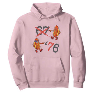 Funny 67 Meme Hot Dog Lover Hoodie USA 250 BBQ Celebration TS12 Light Pink Print Your Wear