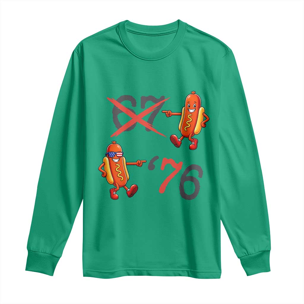 Funny 67 Meme Hot Dog Lover Long Sleeve Shirt USA 250 BBQ Celebration