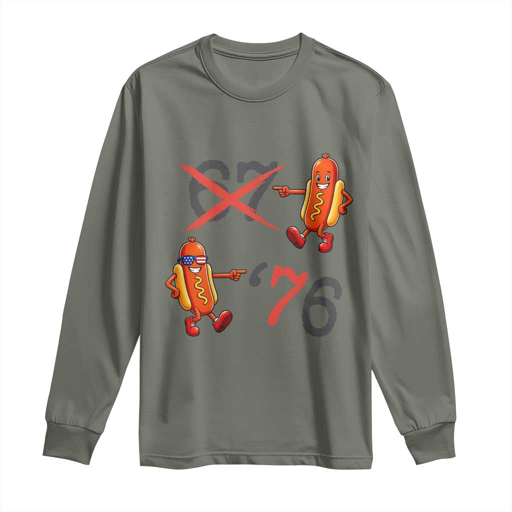 Funny 67 Meme Hot Dog Lover Long Sleeve Shirt USA 250 BBQ Celebration