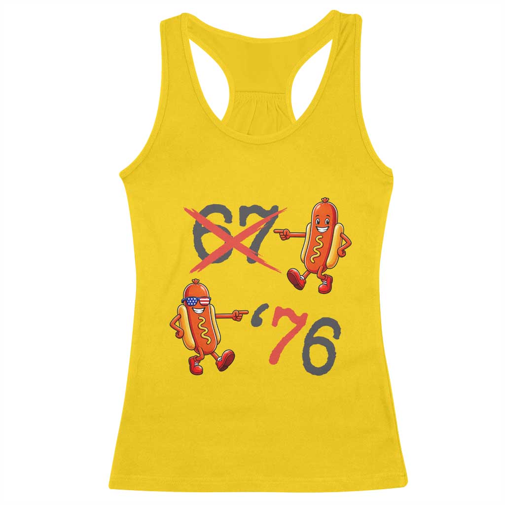 Funny 67 Meme Hot Dog Lover Racerback Tank Top USA 250 BBQ Celebration