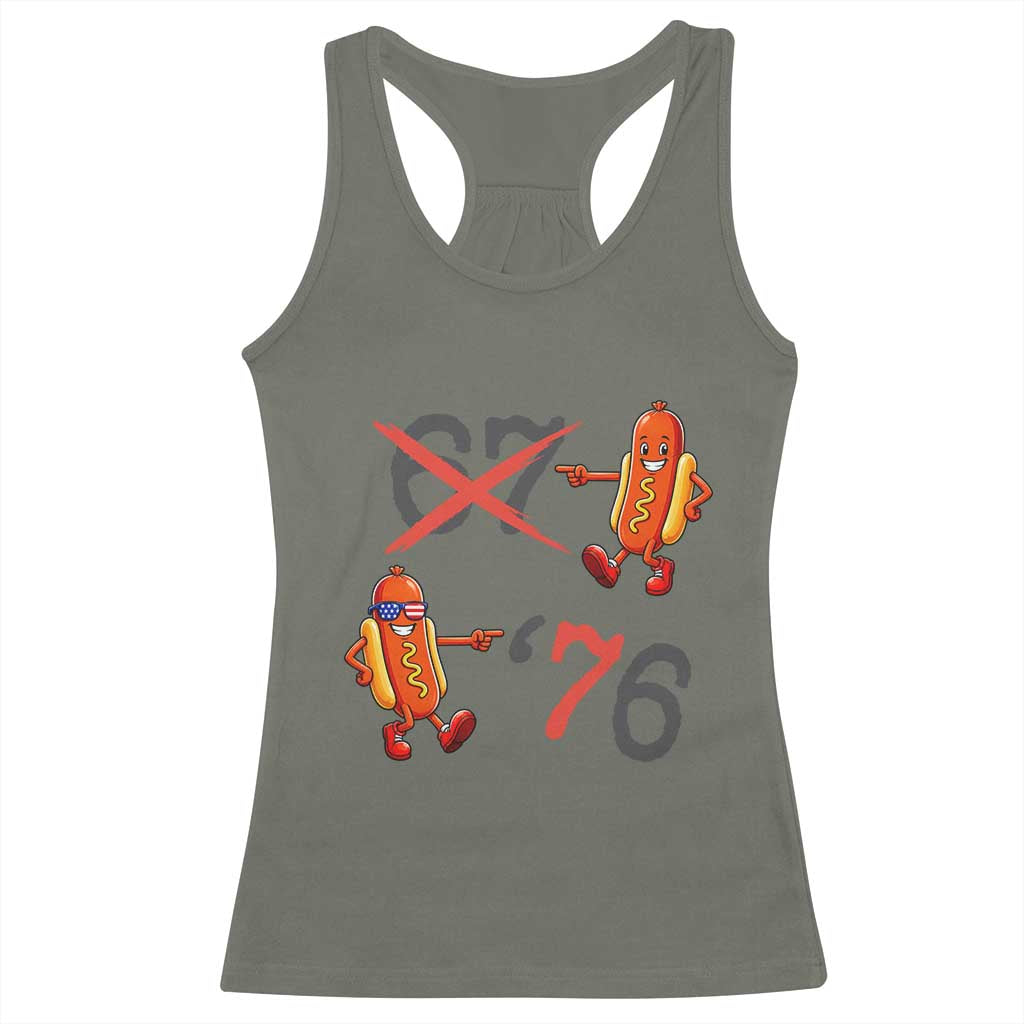 Funny 67 Meme Hot Dog Lover Racerback Tank Top USA 250 BBQ Celebration