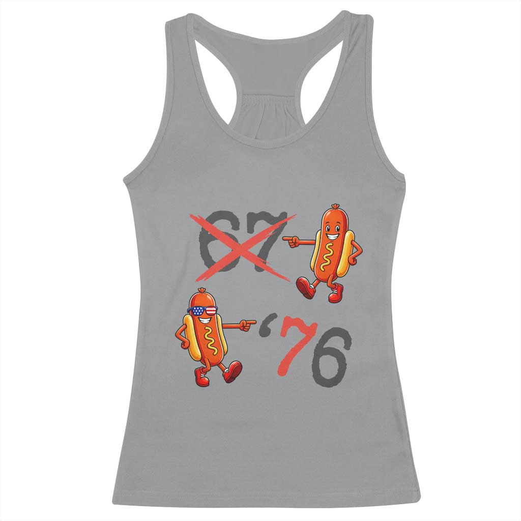Funny 67 Meme Hot Dog Lover Racerback Tank Top USA 250 BBQ Celebration