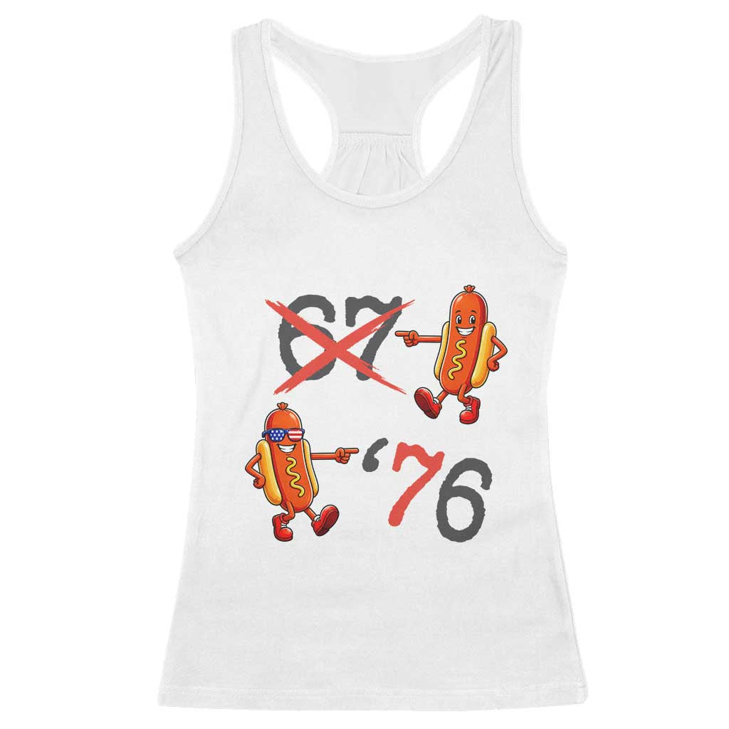 Funny 67 Meme Hot Dog Lover Racerback Tank Top USA 250 BBQ Celebration TS12 White Print Your Wear