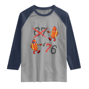 Funny 67 Meme Hot Dog Lover Raglan Shirt USA 250 BBQ Celebration TS12 Sport Gray Navy Print Your Wear