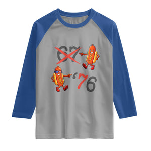 Funny 67 Meme Hot Dog Lover Raglan Shirt USA 250 BBQ Celebration TS12 Sport Gray Royal Print Your Wear