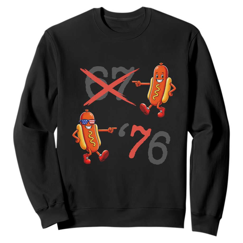 Funny 67 Meme Hot Dog Lover Sweatshirt USA 250 BBQ Celebration