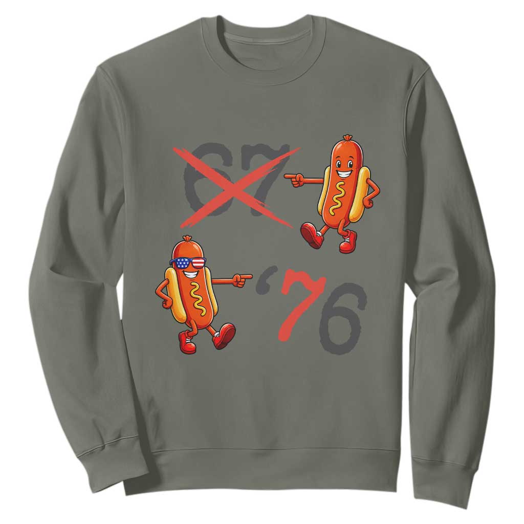 Funny 67 Meme Hot Dog Lover Sweatshirt USA 250 BBQ Celebration