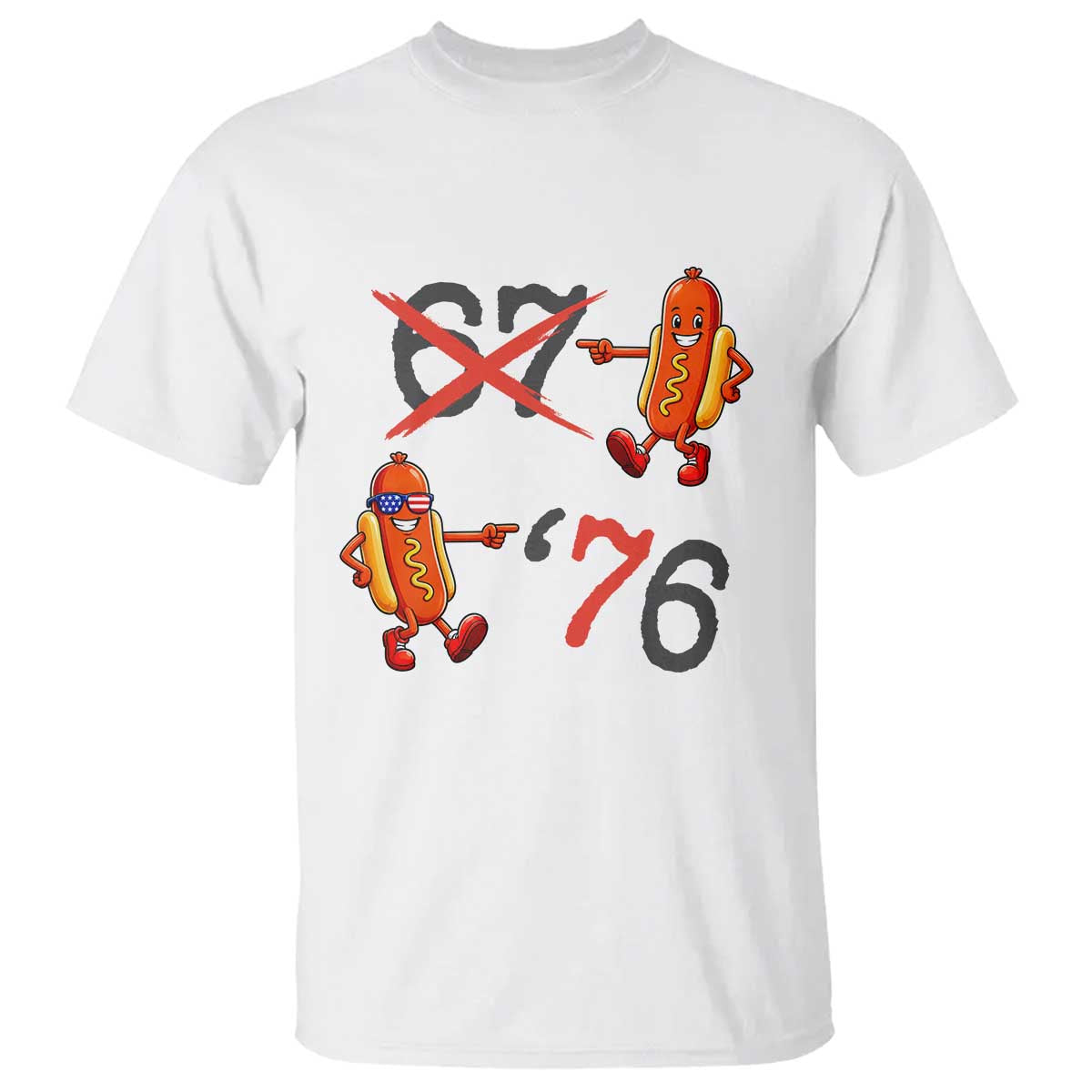 Funny 67 Meme Hot Dog Lover T Shirt USA 250 BBQ Celebration TS12 White Print Your Wear