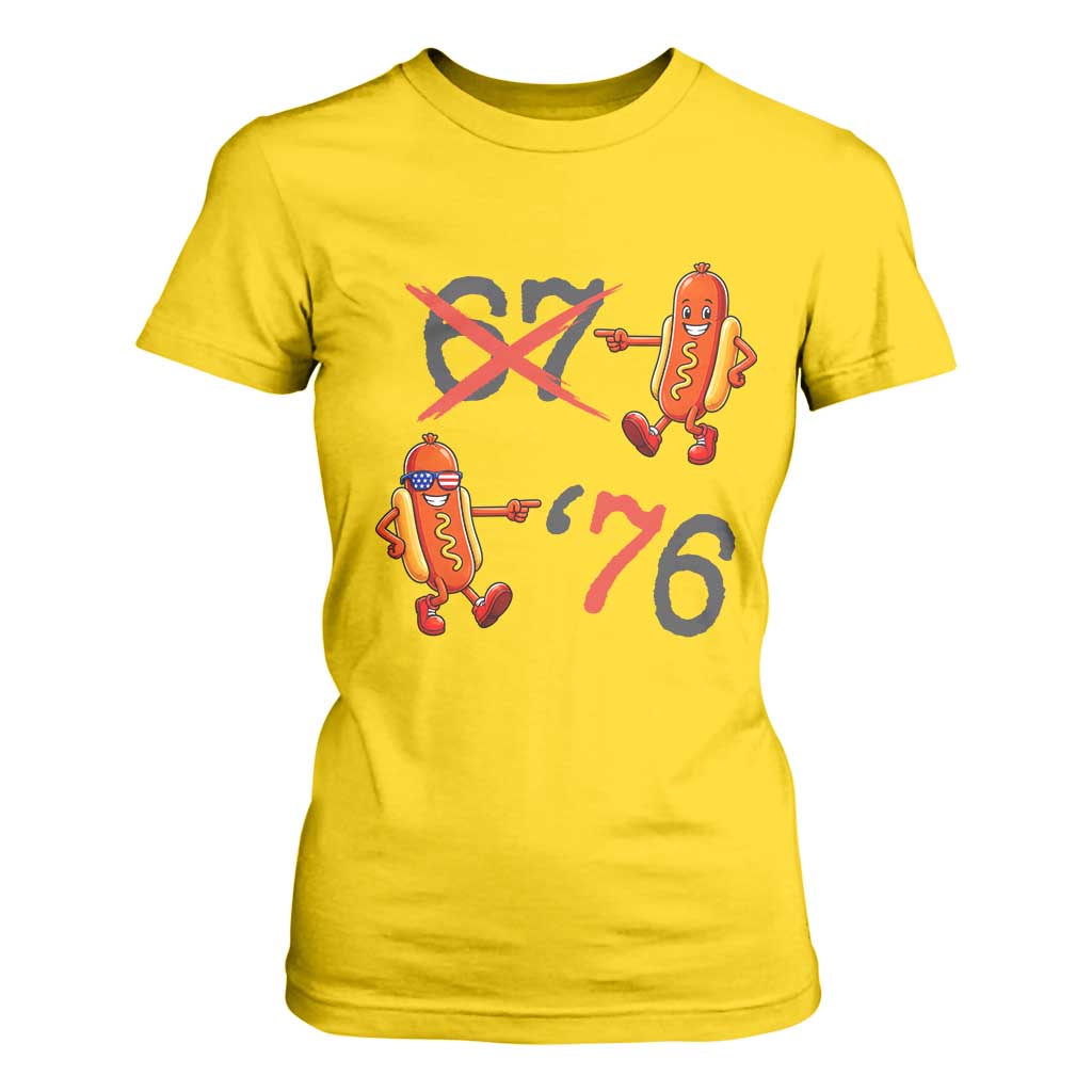 Funny 67 Meme Hot Dog Lover T Shirt For Women USA 250 BBQ Celebration