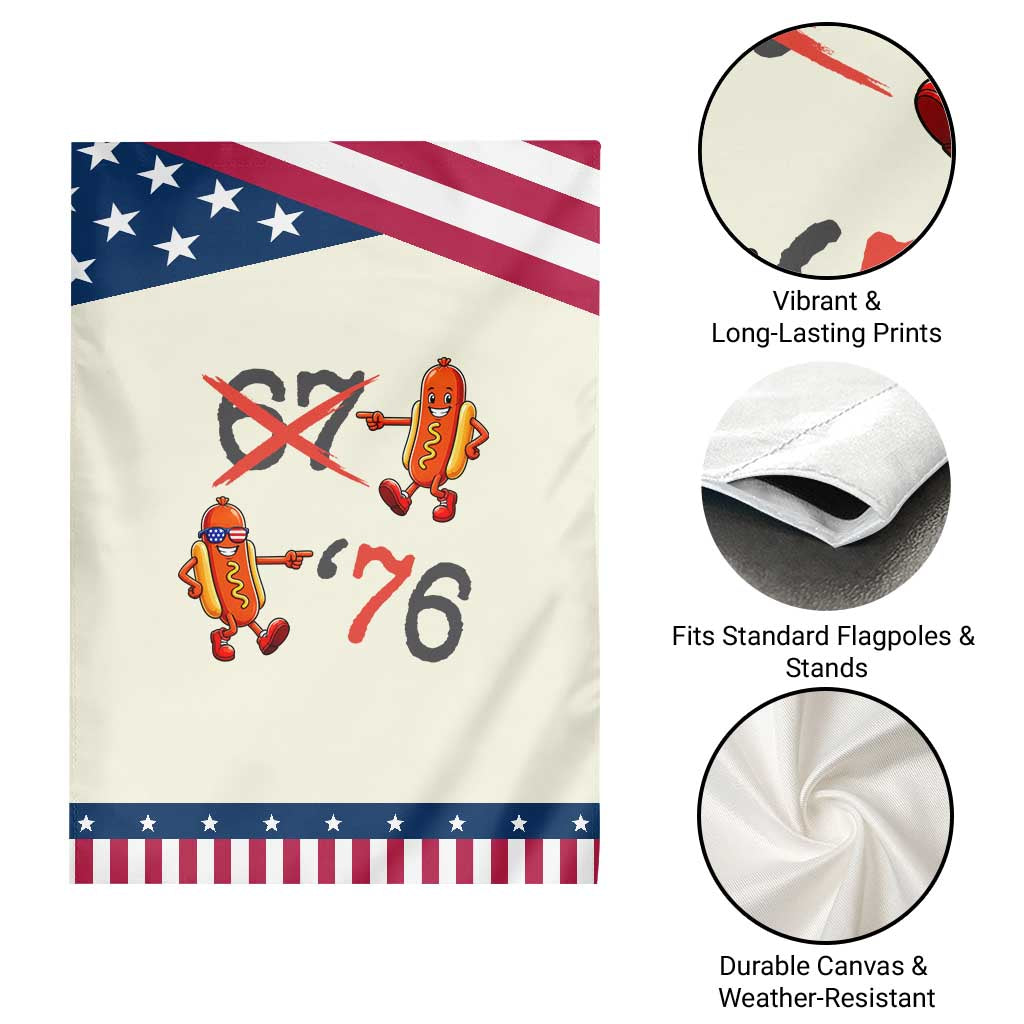 Funny 67 Meme Hot Dog Lover Patriotic Garden Flag USA 250 BBQ Celebration