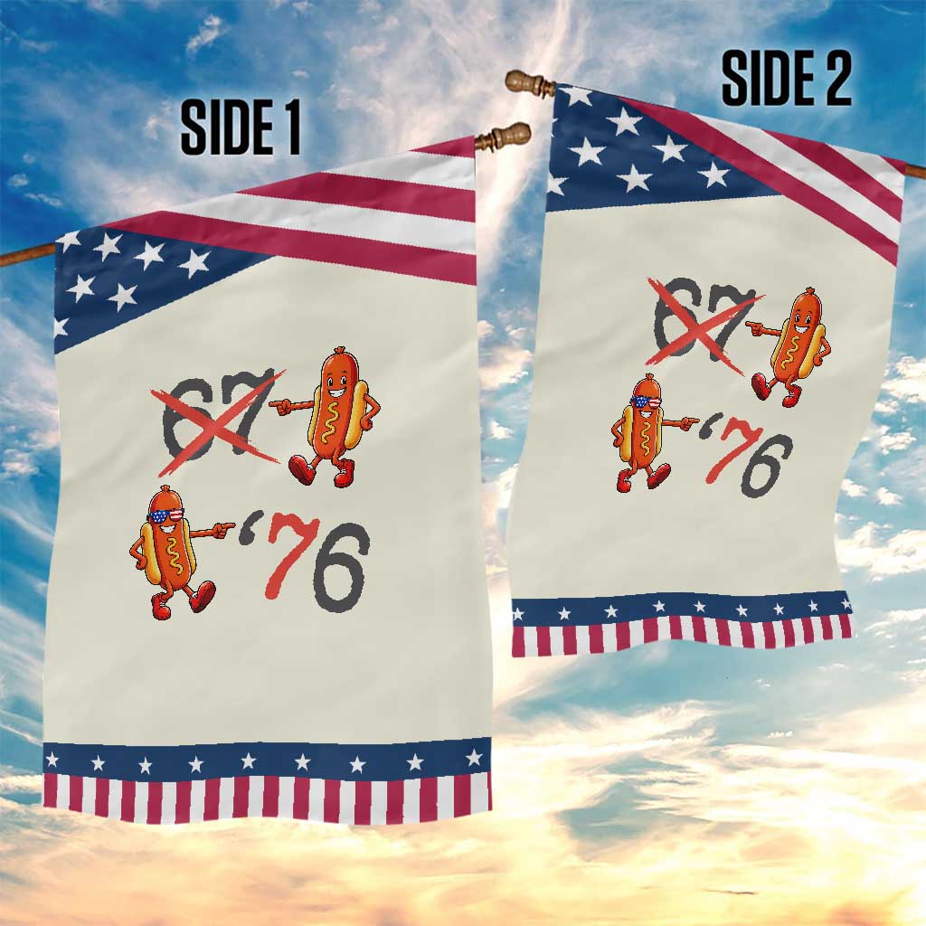 Funny 67 Meme Hot Dog Lover Patriotic Garden Flag USA 250 BBQ Celebration