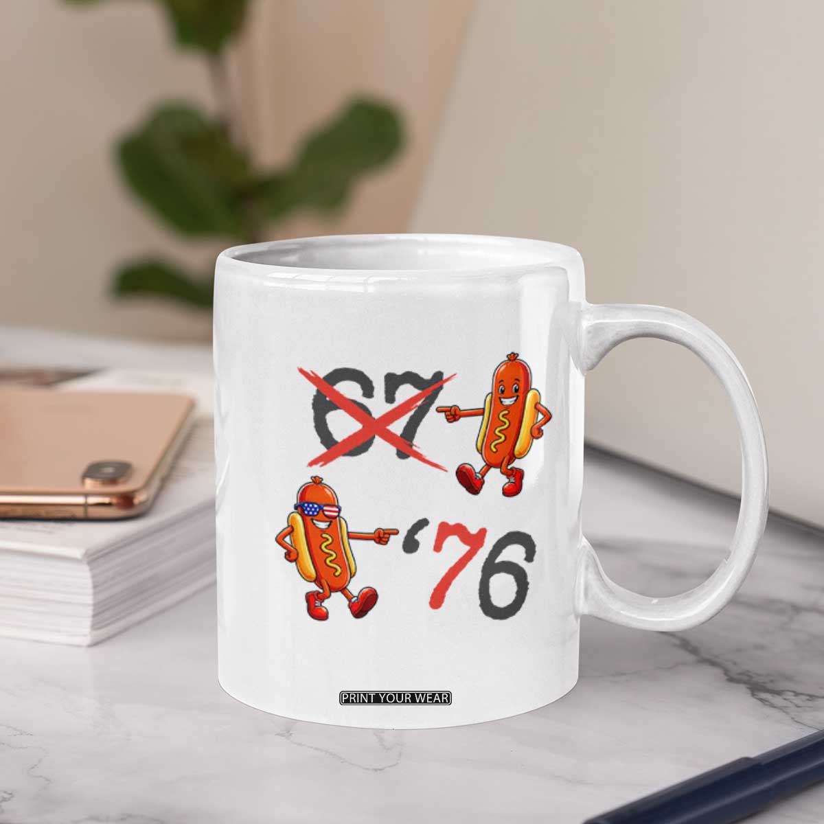 Funny 67 Meme Hot Dog Lover Coffee Mug USA 250 BBQ Celebration