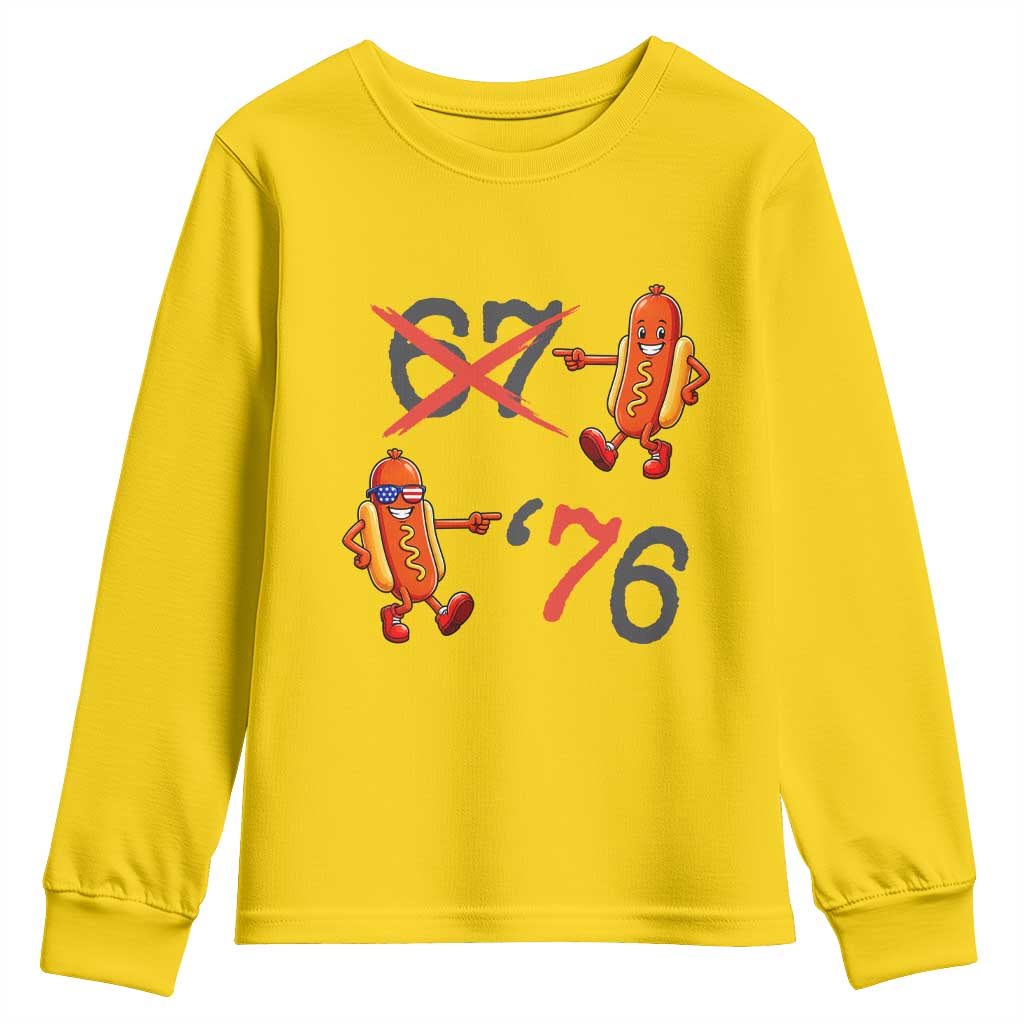 Funny 67 Meme Hot Dog Lover Youth Sweatshirt USA 250 BBQ Celebration