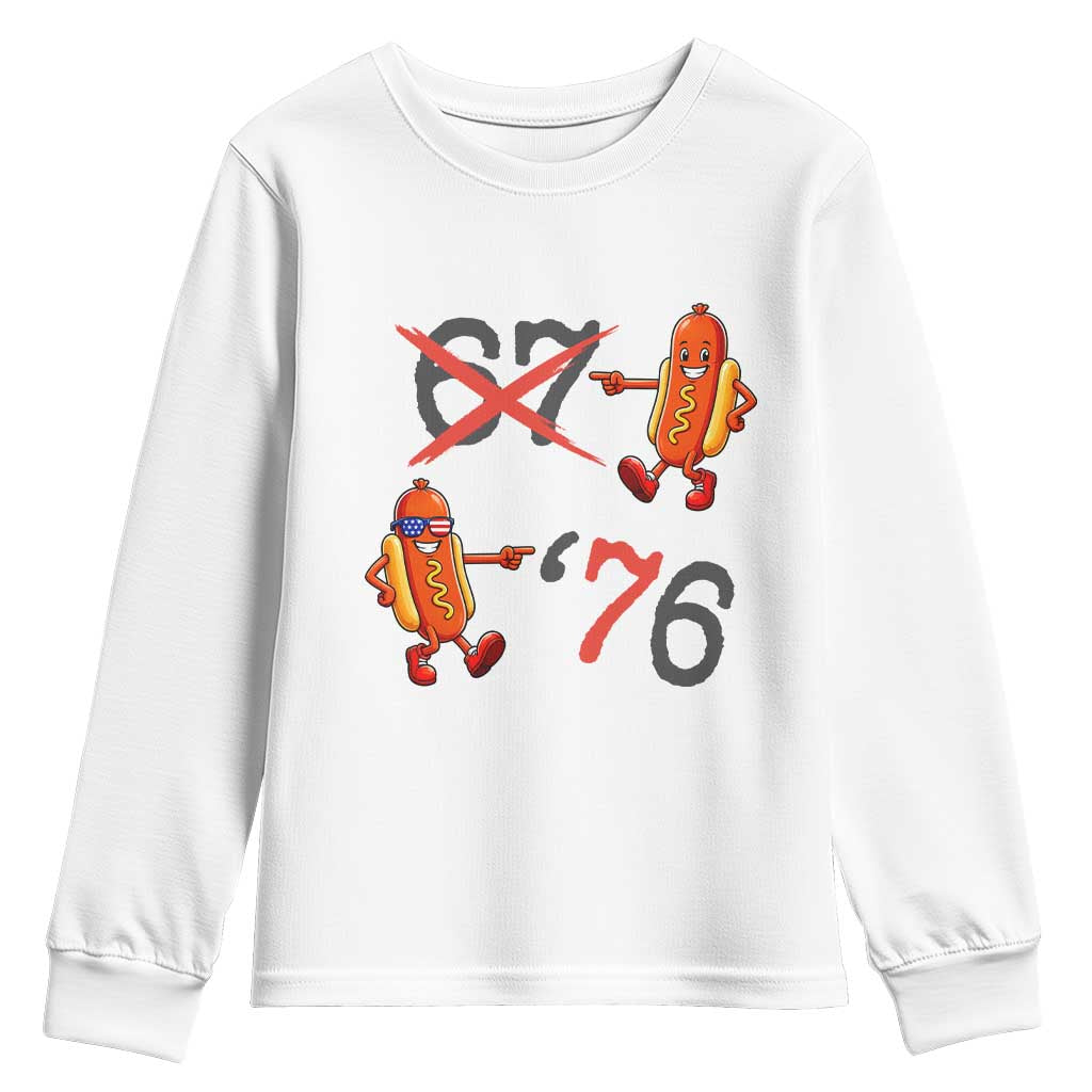 Funny 67 Meme Hot Dog Lover Youth Sweatshirt USA 250 BBQ Celebration