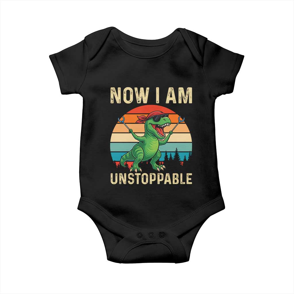 Now I Am Unstoppable Baby Onesie Funny Mama Saurus Dinosaur TS12 Black Print Your Wear