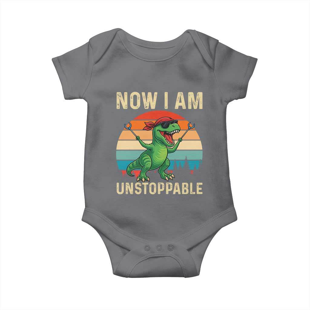 Now I Am Unstoppable Baby Onesie Funny Mama Saurus Dinosaur TS12 Charcoal Print Your Wear