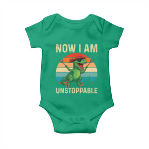 Now I Am Unstoppable Baby Onesie Funny Mama Saurus Dinosaur TS12 Irish Green Print Your Wear