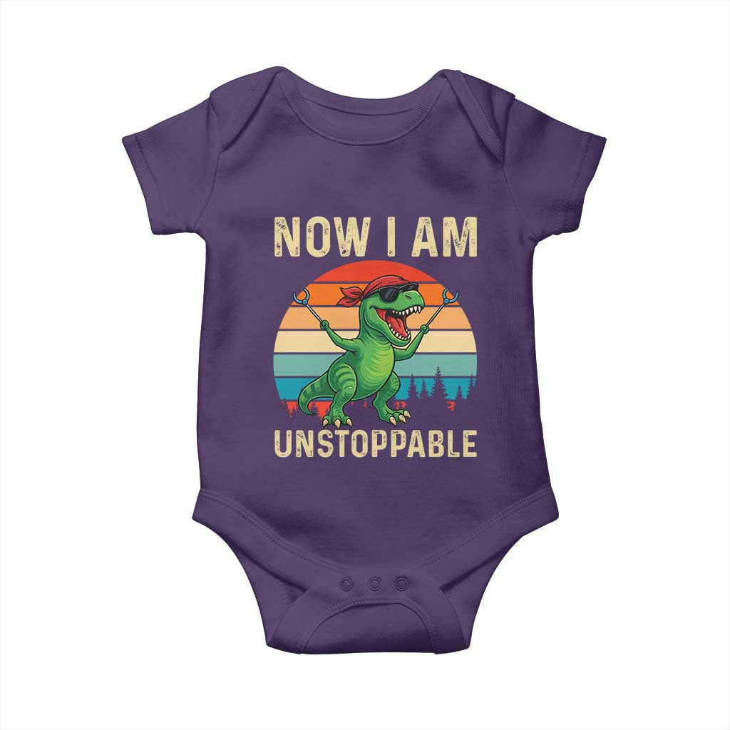 Now I Am Unstoppable Baby Onesie Funny Mama Saurus Dinosaur TS12 Purple Print Your Wear