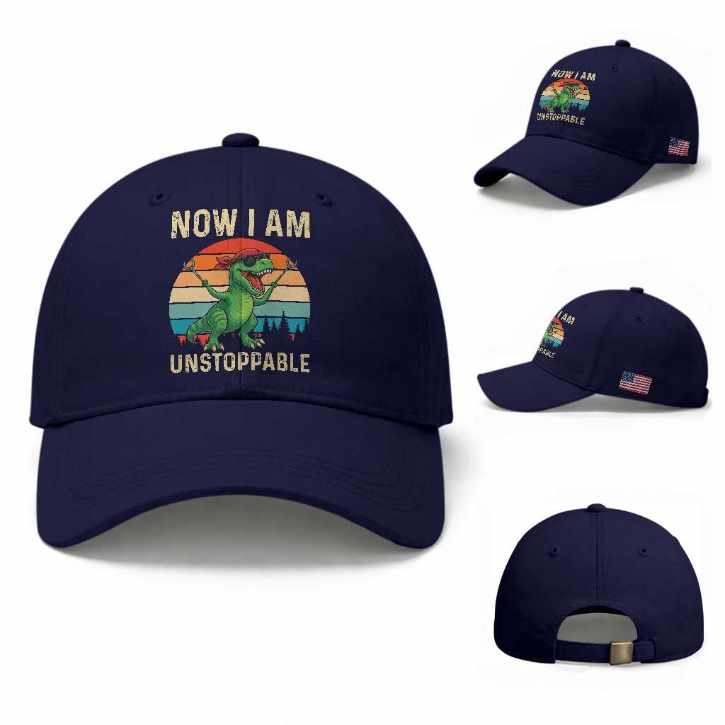 Now I Am Unstoppable Baseball Cap Funny Mama Saurus Dinosaur TS12 Baseball Cap Universal Fit Dark Blue Print Your Wear