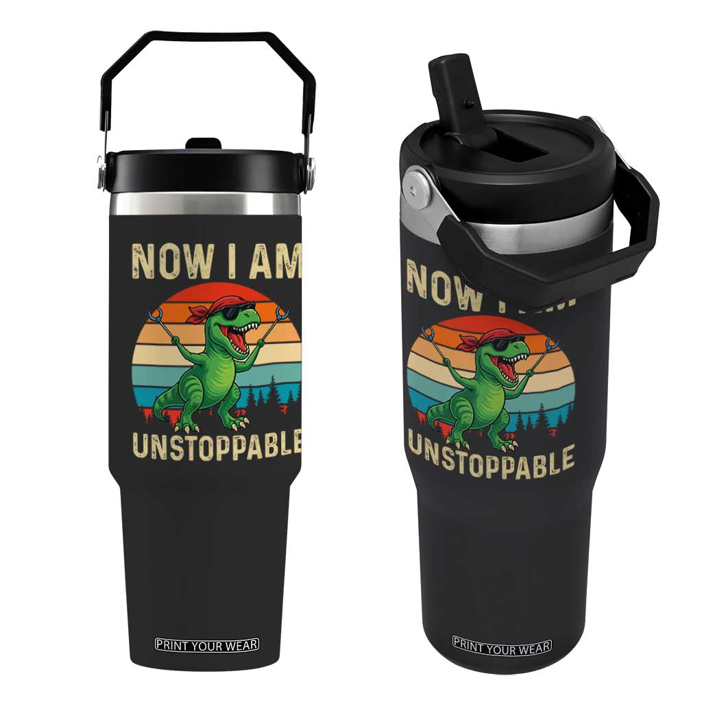 Now I Am Unstoppable Flip Straw Tumbler Funny Mama Saurus Dinosaur TS12 One Size: 30 oz Black Print Your Wear