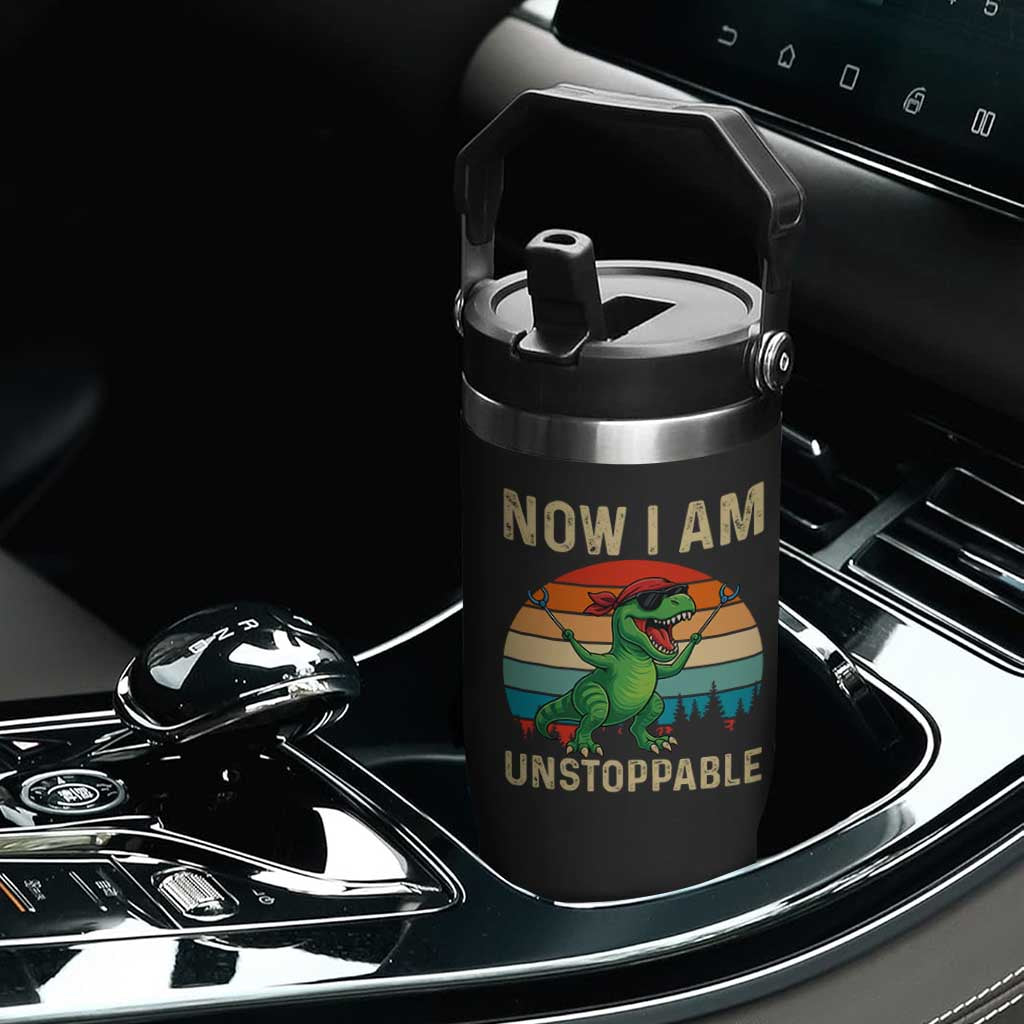 Now I Am Unstoppable Flip Straw Tumbler Funny Mama Saurus Dinosaur TS12 Print Your Wear