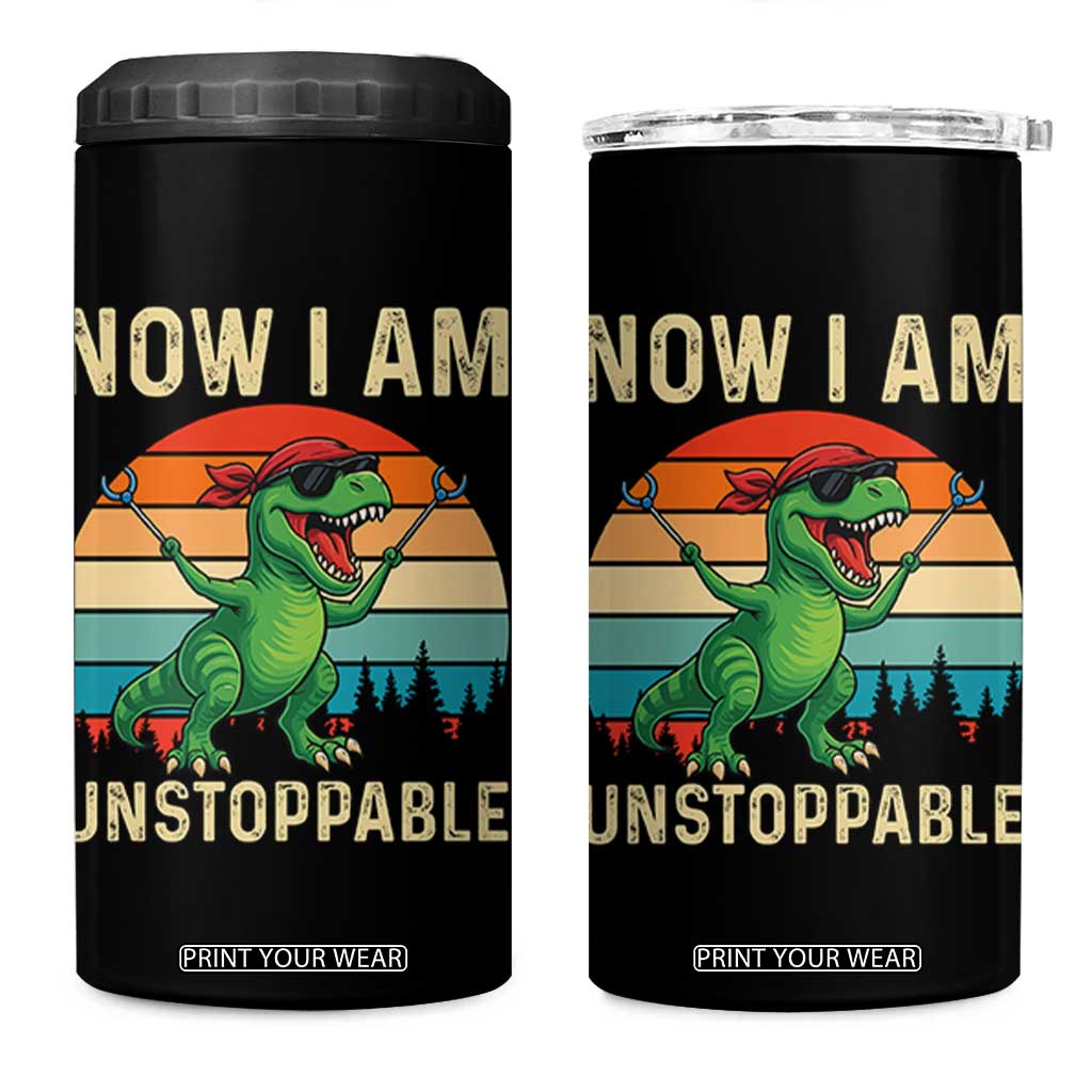 Now I Am Unstoppable 4 in 1 Can Cooler Tumbler Funny Mama Saurus Dinosaur TS12 One Size: 16 oz Black Print Your Wear