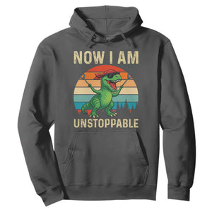 Now I Am Unstoppable Hoodie Funny Mama Saurus Dinosaur TS12 Dark Heather Print Your Wear
