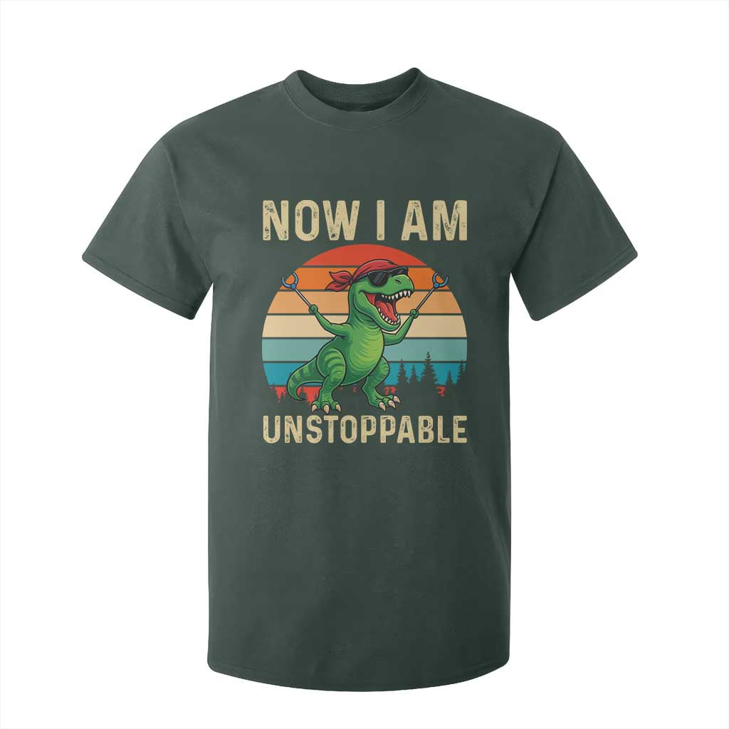 Now I Am Unstoppable T Shirt For Kid Funny Mama Saurus Dinosaur TS12 Dark Forest Green Print Your Wear